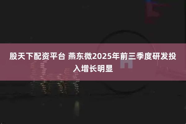 股天下配资平台 燕东微2025年前三季度研发投入增长明显